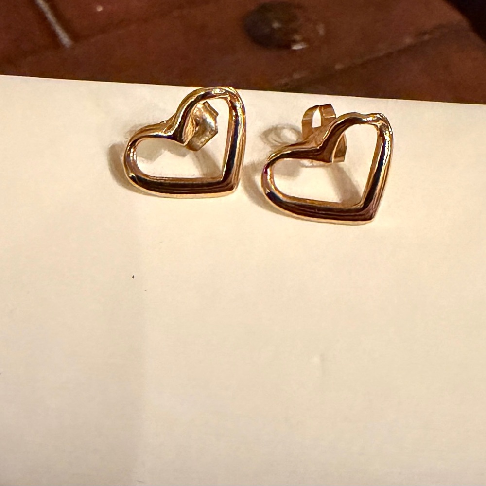 Asymmetric Gold Heart Earrings